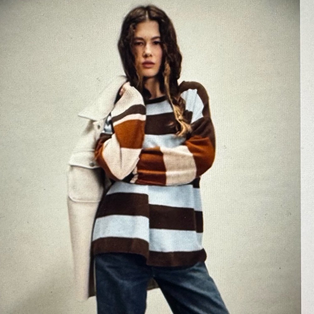 Free people Women’s Addie Stripe Cashmere Pullover, size S